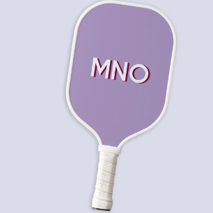 Modern Monogram Initials Drop Shadow Pastel Lilac Pickleball Paddle
