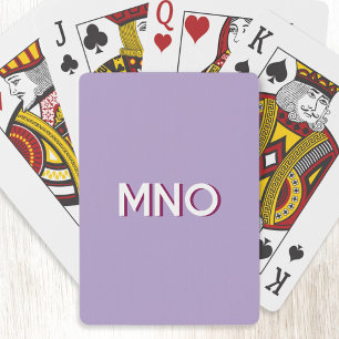Modern Monogram Initials Drop Shadow Pastel Lilac Playing Cards