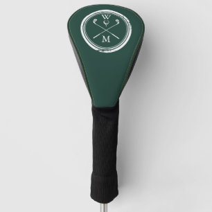 Modern Monogram Initials Emerald Green Golf Head Cover