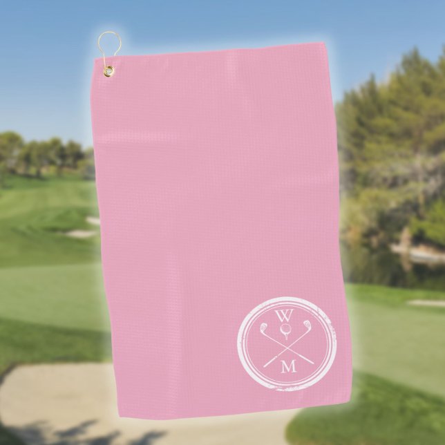 Modern Monogram Initials  Feminine Pink Golf Towel (Creator Uploaded)