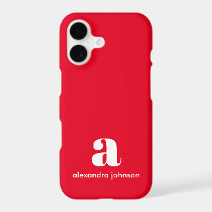 Modern Monogram Initials Name Simple Red