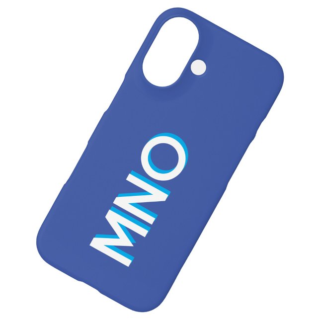 Modern Monogram Initials Personalised Case-Mate iPhone Case (Personalized monogram initials modern drop shadow typography cell phone case in blue)