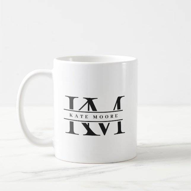 Modern Monogram Initials Professional Black White Coffee Mug (Left)