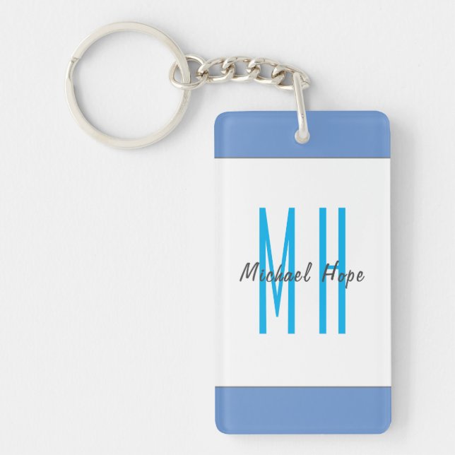 Modern Monogram Initials Professional Plain Simple Key Ring (Front)