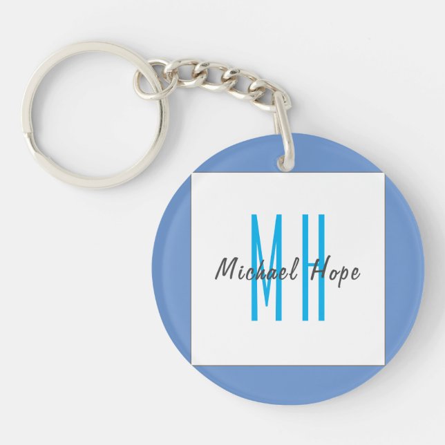 Modern Monogram Initials Professional Plain Simple Key Ring (Front)