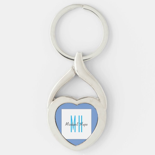 Modern Monogram Initials Professional Plain Simple Key Ring (Front)