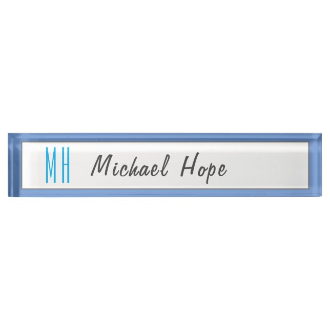 Modern Monogram Initials Professional Plain Simple Nameplate (Front)