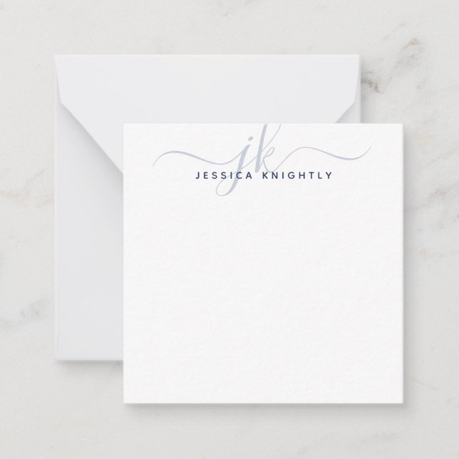 Modern Monogram Initials Script Navy Blue Card (Front)