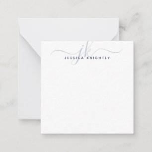 Modern Monogram Initials Script Navy Blue Card