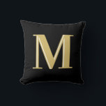 Modern monogram initials typography  cushion<br><div class="desc">Modern monModern monogram initials typography ogram typography gold black</div>