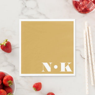 Modern Monogram Initials Yellow Custom Wedding Napkin