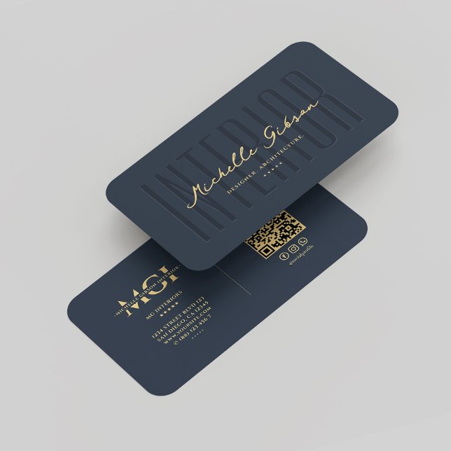 Modern Monogram Interior Designer Elegant Blue Business Card (Modern Monogram Interior Designer Elegant Blue Business Card
)
