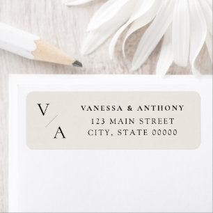 Modern Monogram Ivory Wedding Return Address Label