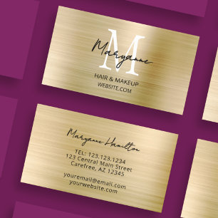 Modern Monogram Large Font Gold Business Card