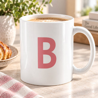 Modern Monogram Large Letter Rose Pink Coffee Mug
