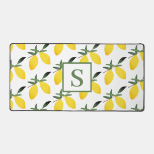 Modern Monogram Lemon Citrus   Desk Mat