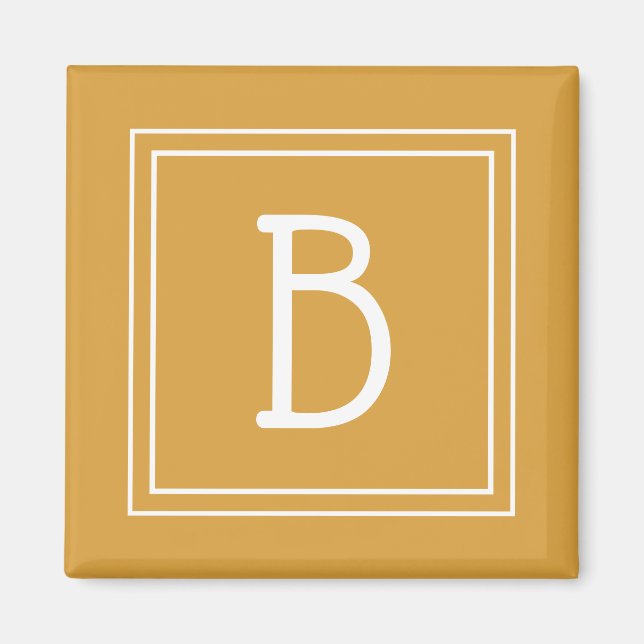 Modern Monogram Letter Initial Template Yellow Magnet (Front)
