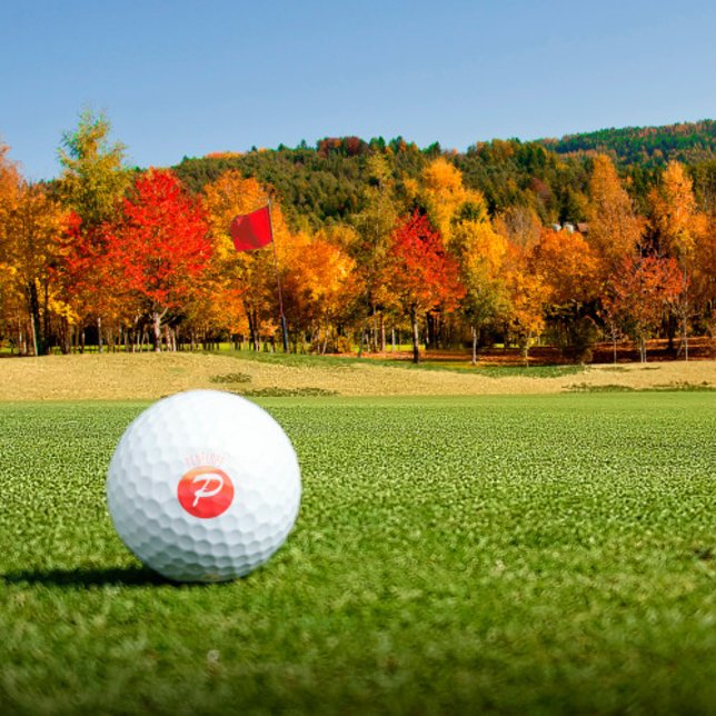 Modern monogram letter P orange coral pink Golf Balls (Creator Uploaded)