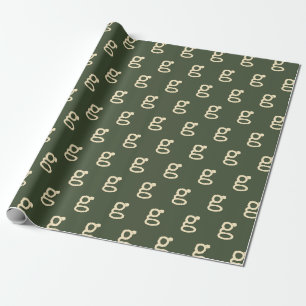 Modern Monogram Letter Typewriter Typography Green Wrapping Paper