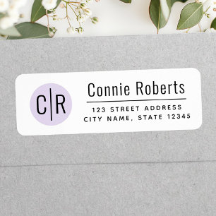 Modern monogram light purple return address label