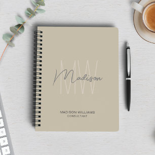 Modern Monogram Logo Beige Consultant Notebook