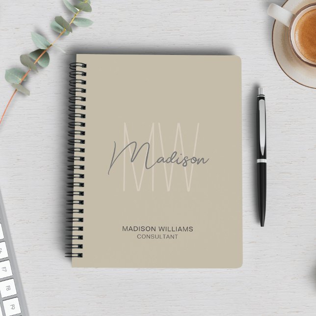 Modern Monogram Logo Beige Consultant Notebook (Modern Monogram Logo Beige Consultant Notebook)