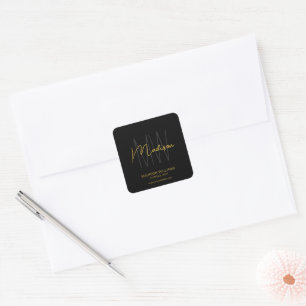 Modern Monogram Logo Black Gold Consultant Sticker