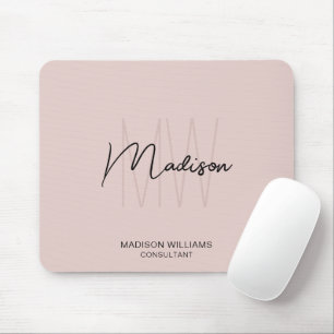 Modern Monogram Logo Blush Pink Consultant Mouse Pad