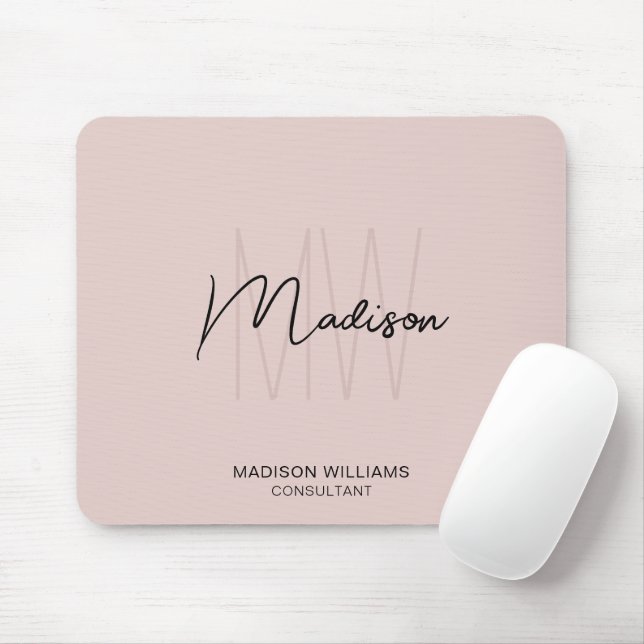 Modern Monogram Logo Blush Pink Consultant Mouse Pad (With Mouse)