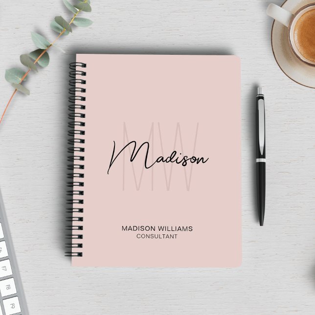 Modern Monogram Logo Blush Pink Consultant Notebook (Modern Monogram Logo Blush Pink Consultant Notebook)