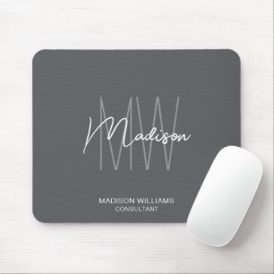 Modern Monogram Logo Grey Consultant Mouse Pad