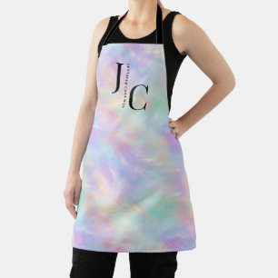 Modern Monogram Logo Iridescent Opal Stylish Apron