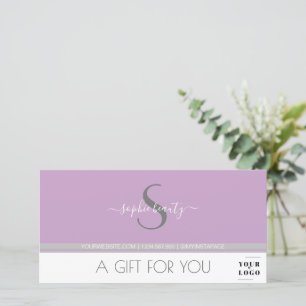 Modern Monogram Logo Lilac Salon Gift Certificate