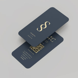 Modern Monogram Logo S Dark Blue Professional Business Card