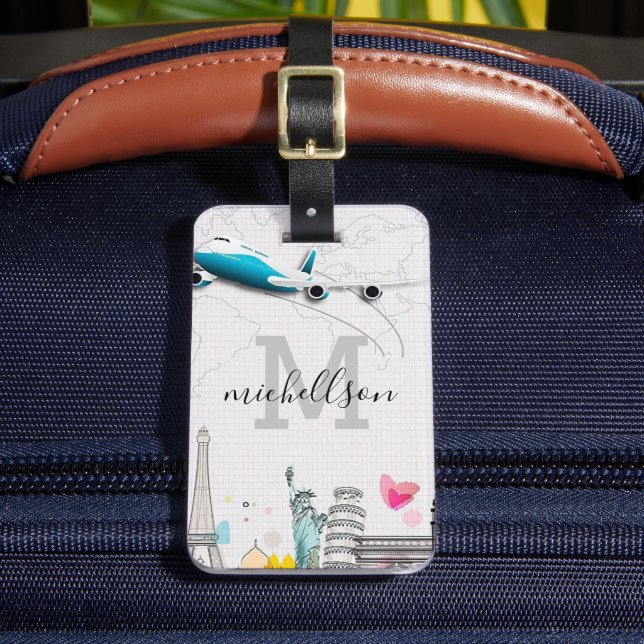 Modern Monogram Luggage Tag  (Front Insitu 2)