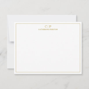 Modern Monogram Luxury Gold Personal Stationery Card