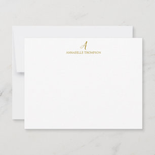 Modern Monogram Luxury Gold Personal Stationery No Card