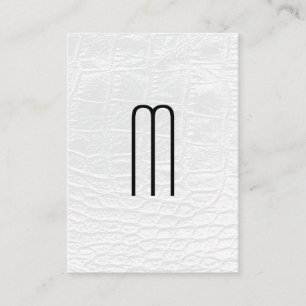 Modern Monogram Luxury White Leather Business Card