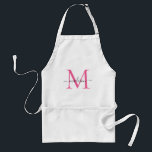 Modern Monogram Magenta Pink Script Chef Cuisine Standard Apron<br><div class="desc">Modern Monogram Hot Magenta Pink White Script Chef Cuisine Adult Apron</div>