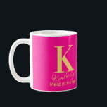 Modern Monogram Maid of Honour Hot Pink Coffee Mug<br><div class="desc">This is a modern, personalised monogram and name design for your Maid of Honour. This stylish design is in bright trending colours, hot pink and orange yellow, with stylish typography. It's perfect as a personalised gift for your Maid of Honour and ideal as a bridal party thank you gift or...</div>