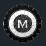 Modern Monogram Man Cave Dartboard<br><div class="desc">Modern dart board in black and white with classic block typography initial. Ideal for a man cave,  game room or house party. Personalise with name and initial.</div>