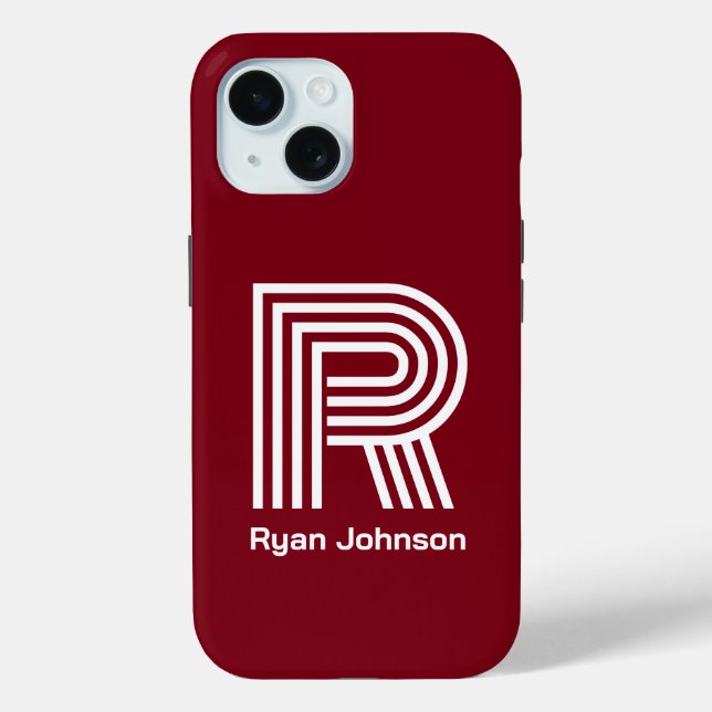 Modern Monogram Maroon  Case-Mate iPhone Case (Back)
