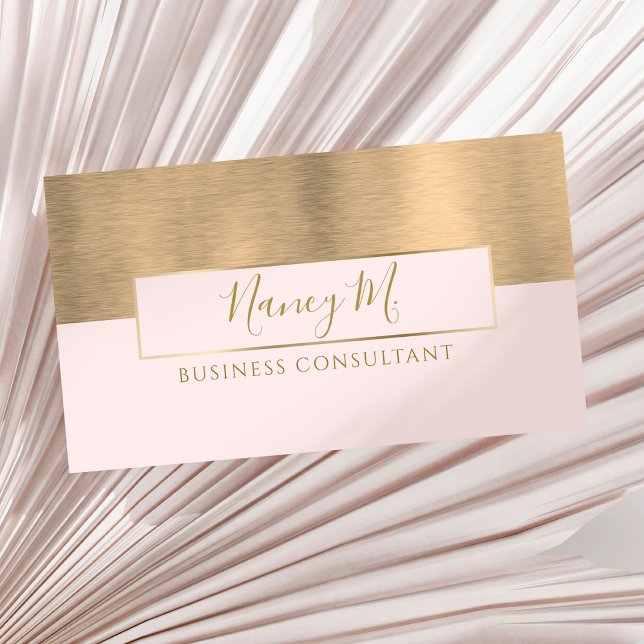 Modern monogram metallic gold & pink consultancy  business card (Creator Uploaded)