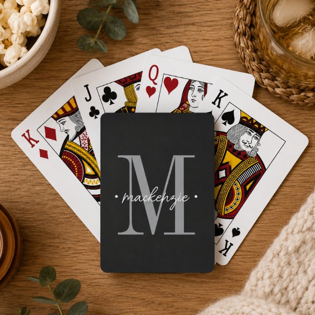 Modern Monogram Minimal Black White Playing Cards (Creator Uploaded)
