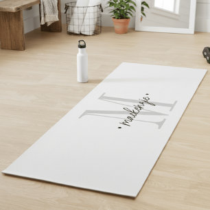 Modern Monogram Minimal Black White Yoga Mat