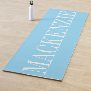 Modern Monogram Minimal Blue White Yoga Mat