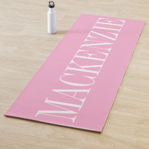 Modern Monogram Minimal Pink White Yoga Mat