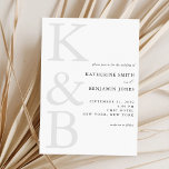 Modern Monogram Minimalist All in One Wedding Invitation<br><div class="desc">Easily personalise your wedding invitations with this editable template. Features minimal elegant typography design in black and white colour.</div>