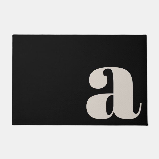 Modern Monogram Minimalist Bold Black Entryway Doormat (Front)
