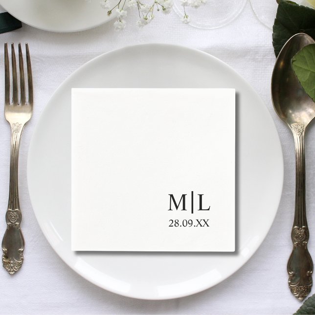 Modern Monogram Minimalist Custom Wedding Napkin (Creator Uploaded)